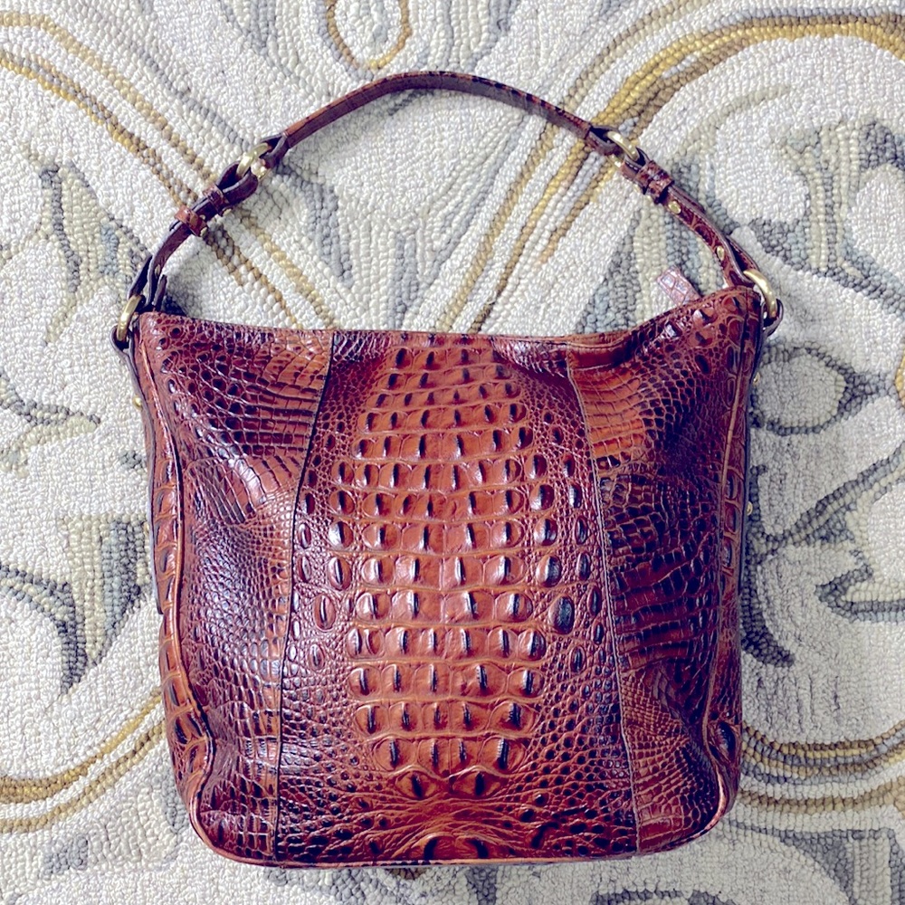 💕 Brahmin gorgeous brown crocodile leather x large hobo bag nice 💕